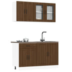 vidaXL 4-tlg. Küchenschrank-Set Lucca Braun Eichen-Optik Holzwerkstoff