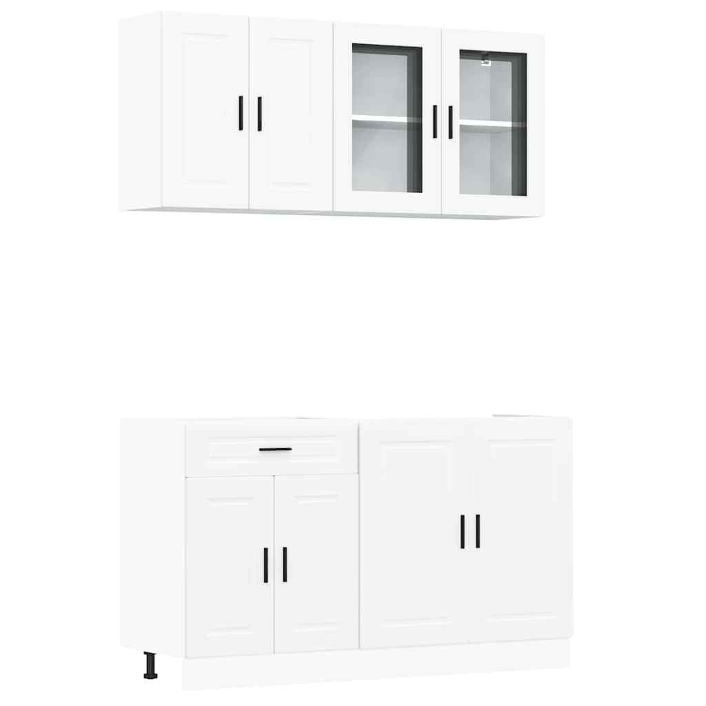 vidaXL 4-tlg. Küchenschrank-Set Porto Weiß Holzwerkstoff