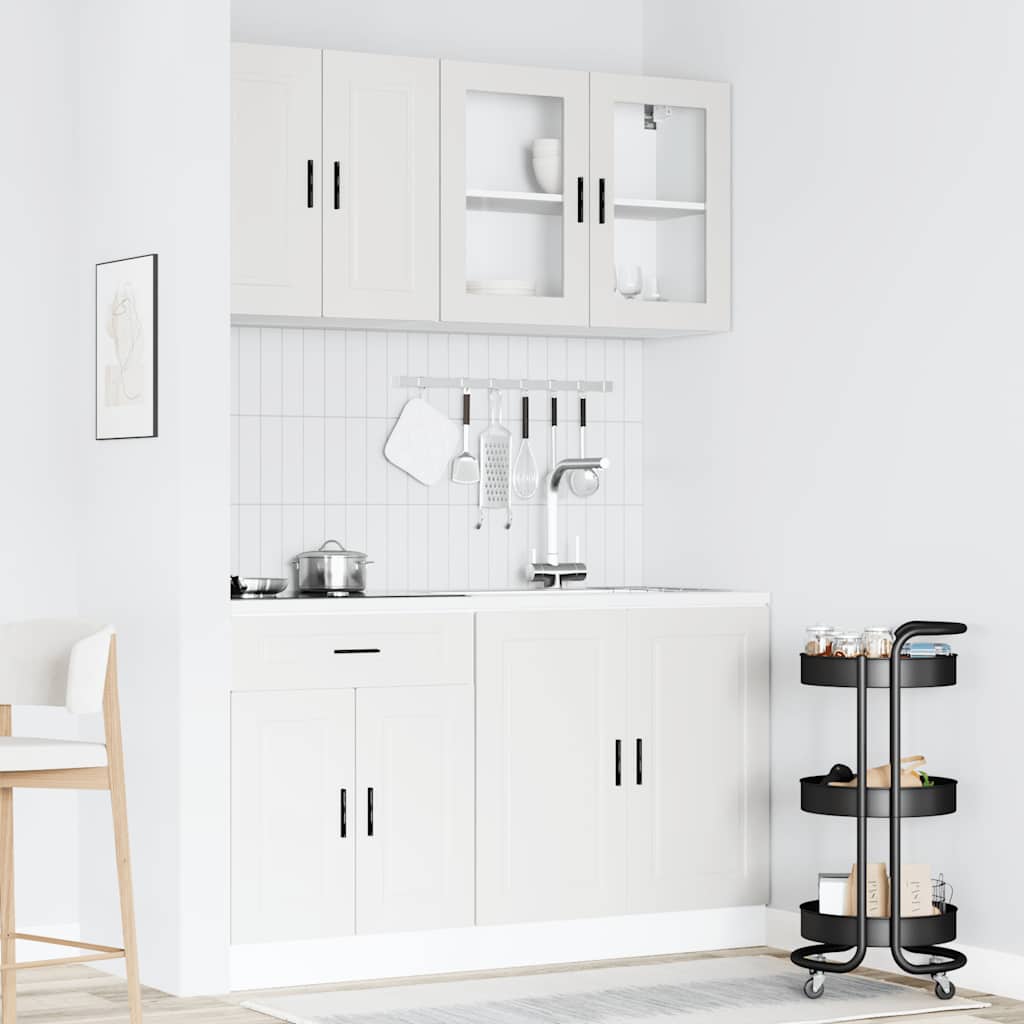 vidaXL 4-tlg. Küchenschrank-Set Porto Weiß Holzwerkstoff