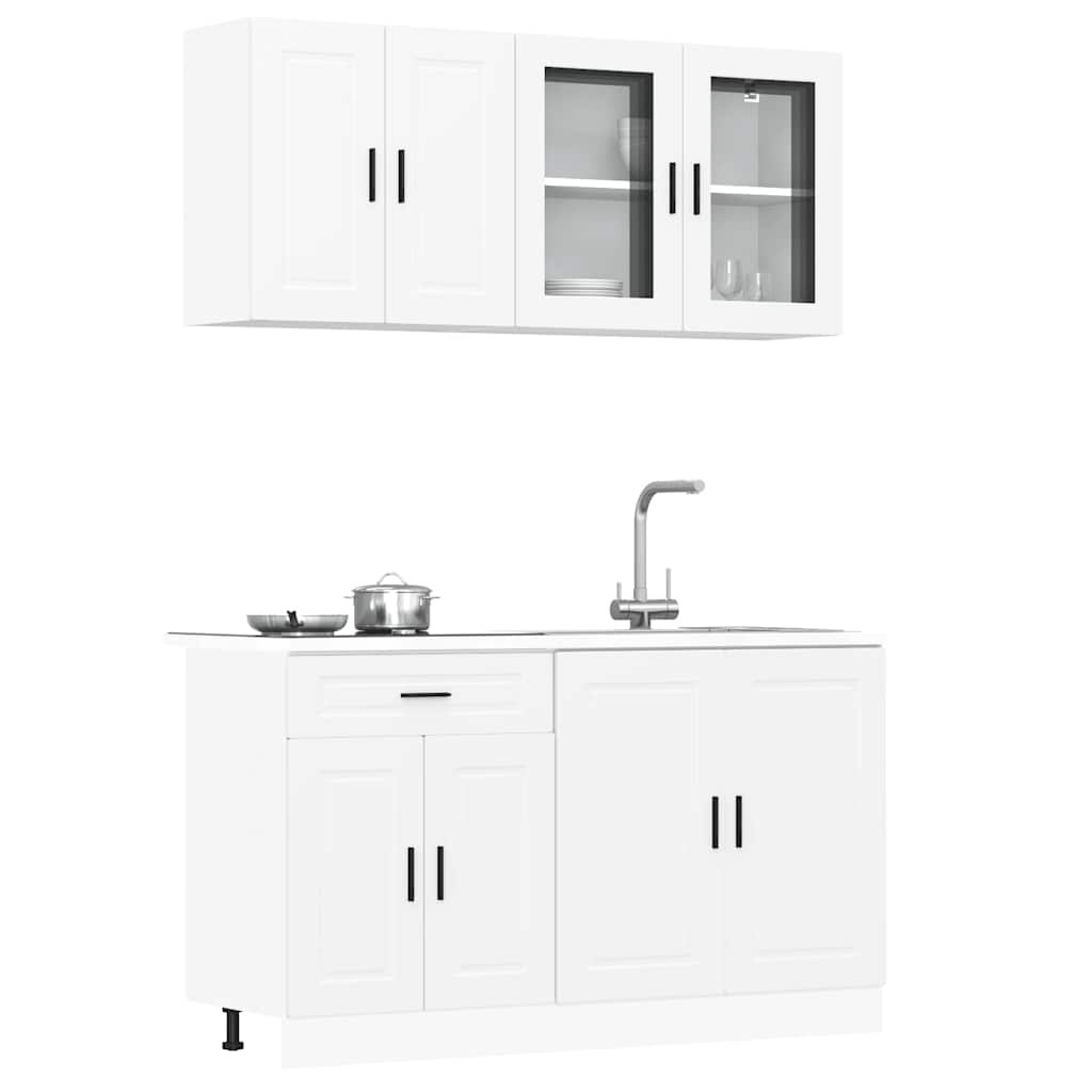 vidaXL 4-tlg. Küchenschrank-Set Porto Weiß Holzwerkstoff