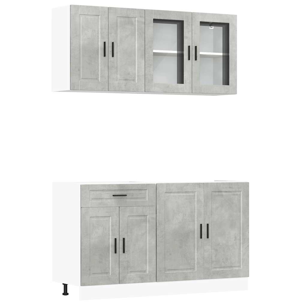vidaXL 4-tlg. Küchenschrank-Set Porto Betongrau Holzwerkstoff
