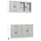vidaXL 4-tlg. Küchenschrank-Set Porto Grau Sonoma Holzwerkstoff