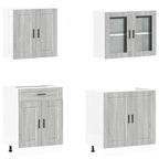 vidaXL 4-tlg. Küchenschrank-Set Porto Grau Sonoma Holzwerkstoff