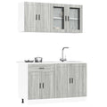 vidaXL 4-tlg. Küchenschrank-Set Porto Grau Sonoma Holzwerkstoff