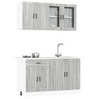 vidaXL 4-tlg. Küchenschrank-Set Porto Grau Sonoma Holzwerkstoff