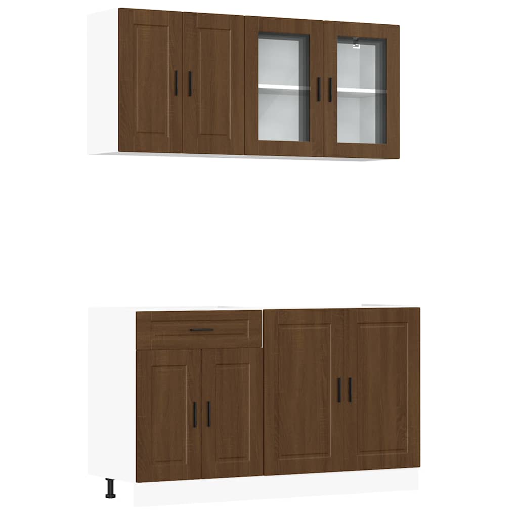 vidaXL 4-tlg. Küchenschrank-Set Porto Braun Eichen-Optik Holzwerkstoff