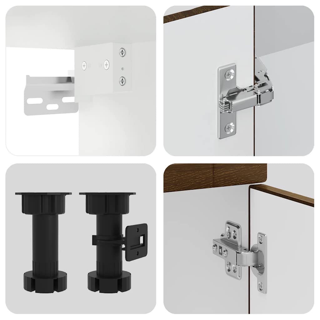 vidaXL 4-tlg. Küchenschrank-Set Porto Braun Eichen-Optik Holzwerkstoff