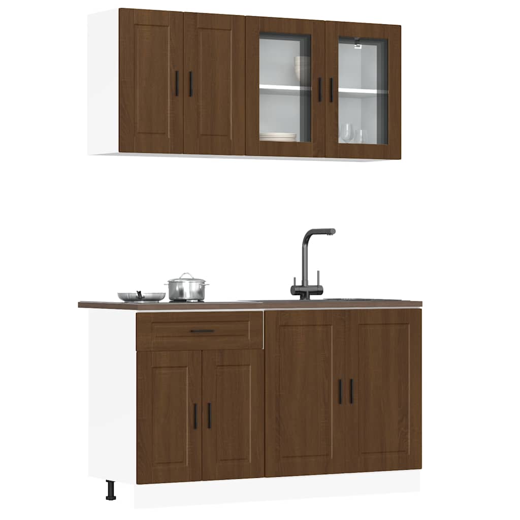 vidaXL 4-tlg. Küchenschrank-Set Porto Braun Eichen-Optik Holzwerkstoff