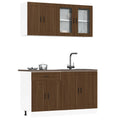 vidaXL 4-tlg. Küchenschrank-Set Porto Braun Eichen-Optik Holzwerkstoff