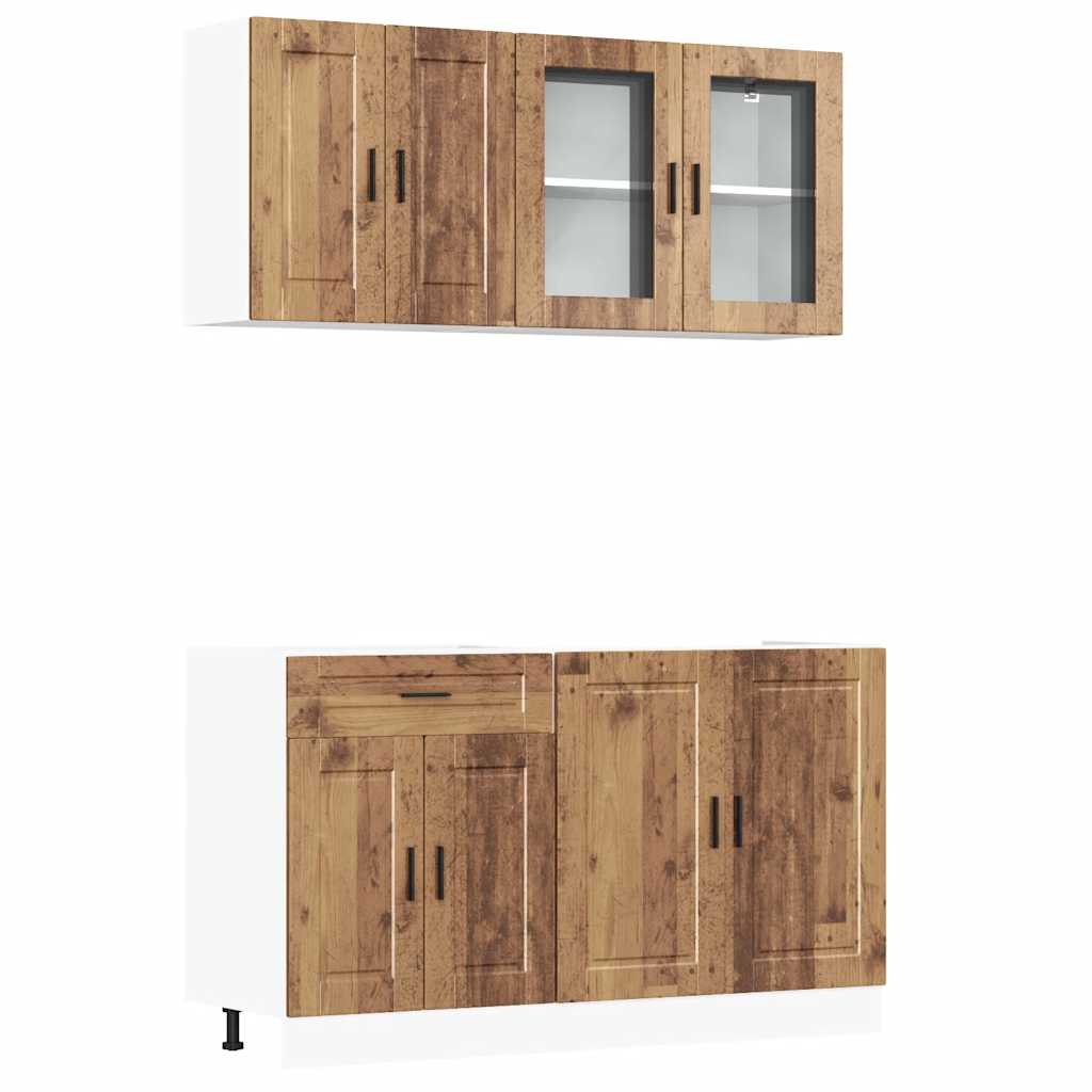 vidaXL 4-tlg. Küchenschrank-Set Porto Altholz-Optik Holzwerkstoff