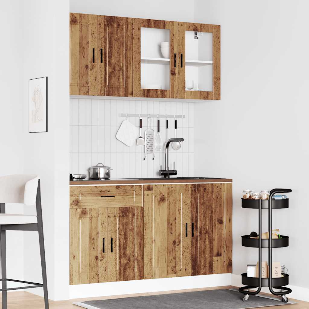 vidaXL 4-tlg. Küchenschrank-Set Porto Altholz-Optik Holzwerkstoff