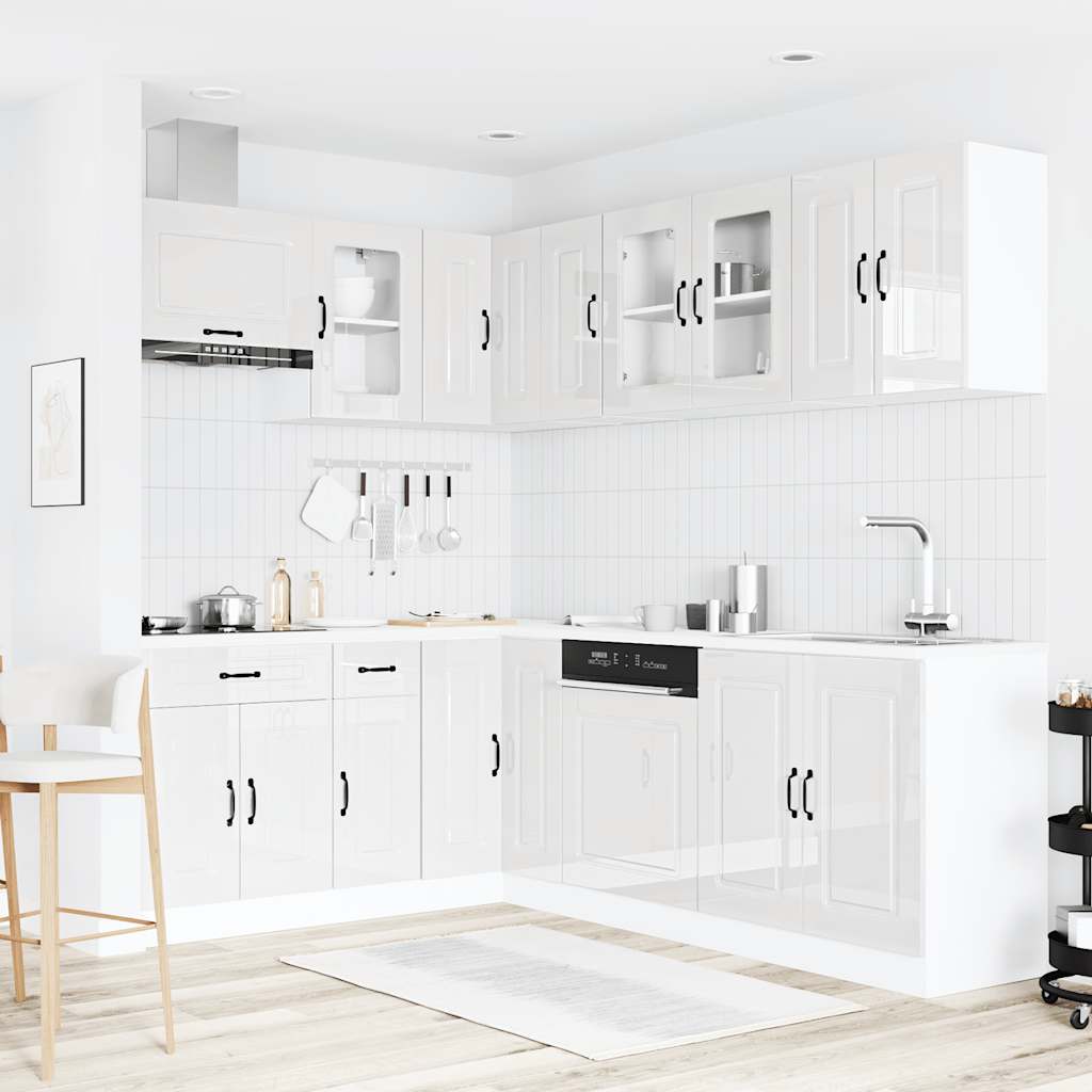 vidaXL 11-tlg. Küchenschrank-Set Kalmar Hochglanz-Weiß Holzwerkstoff