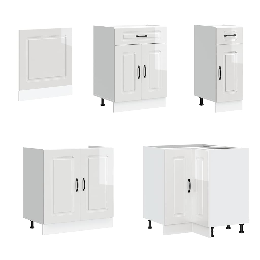 vidaXL 11-tlg. Küchenschrank-Set Kalmar Hochglanz-Weiß Holzwerkstoff