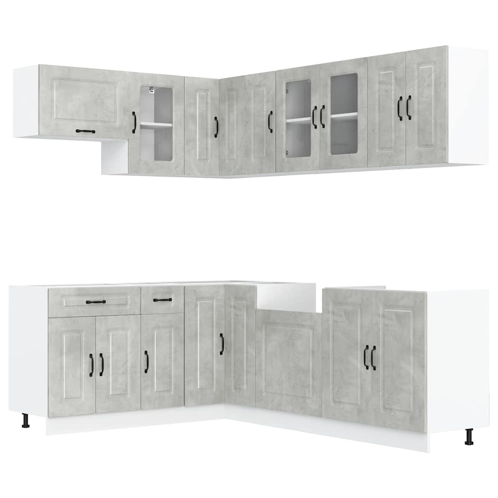 vidaXL 11-tlg. Küchenschrank-Set Kalmar Betongrau Holzwerkstoff