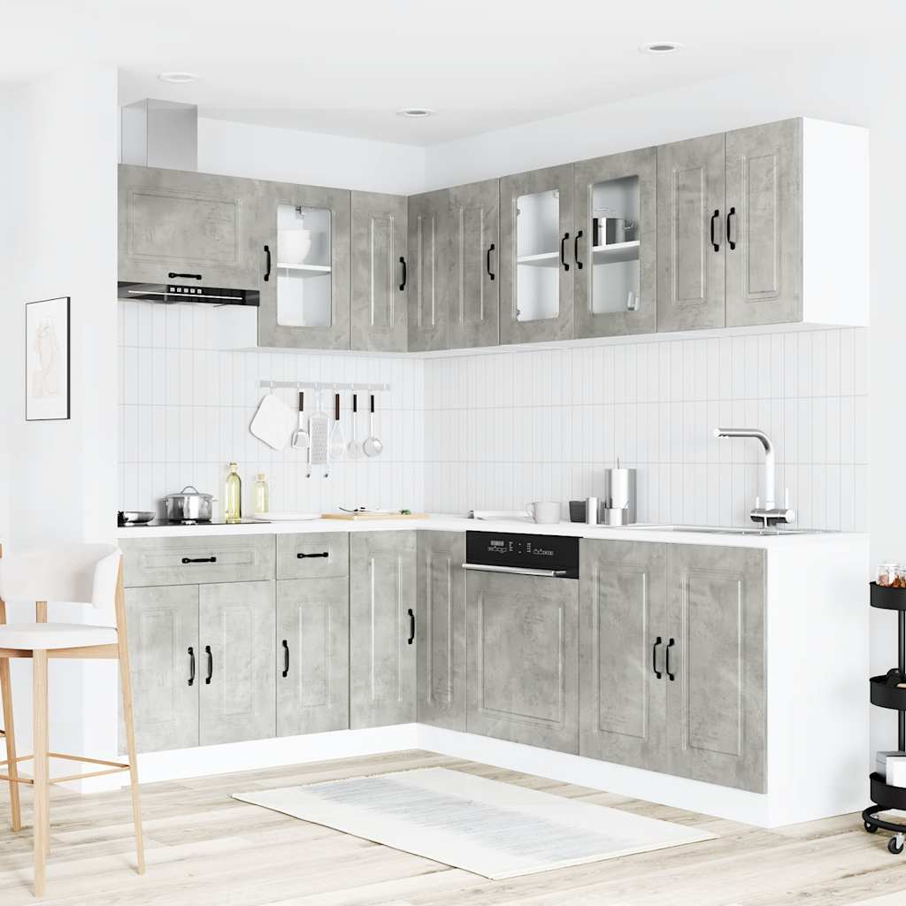vidaXL 11-tlg. Küchenschrank-Set Kalmar Betongrau Holzwerkstoff