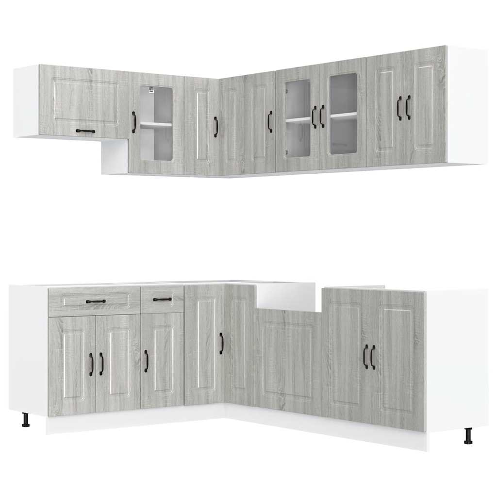 vidaXL 11-tlg. Küchenschrank-Set Kalmar Grau Sonoma Holzwerkstoff