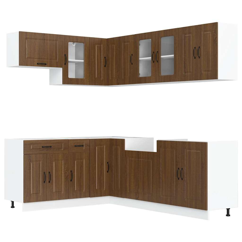 vidaXL 11-tlg. Küchenschrank-Set Kalmar Braun Eichen-Optik Holzwerkstoff