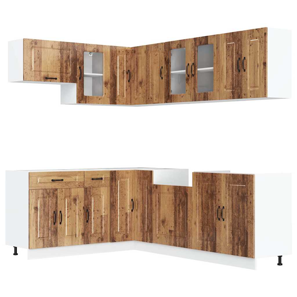 vidaXL 11-tlg. Küchenschrank-Set Kalmar Altholz-Optik Holzwerkstoff