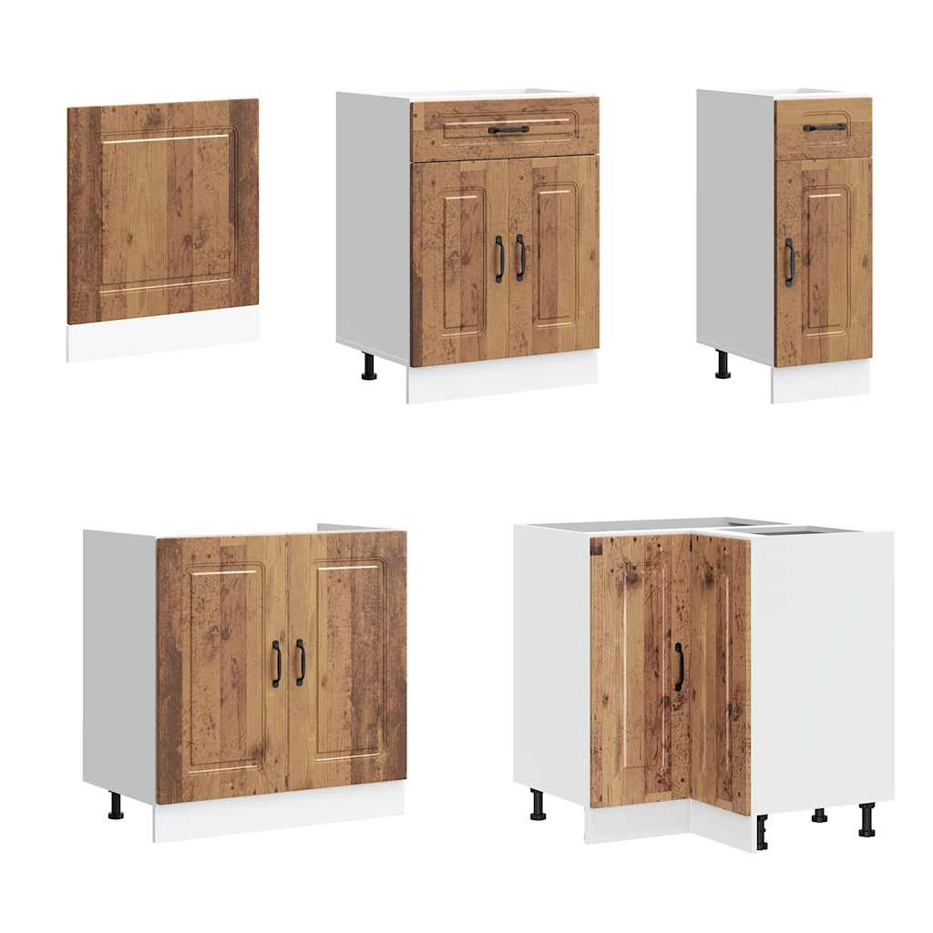 vidaXL 11-tlg. Küchenschrank-Set Kalmar Altholz-Optik Holzwerkstoff