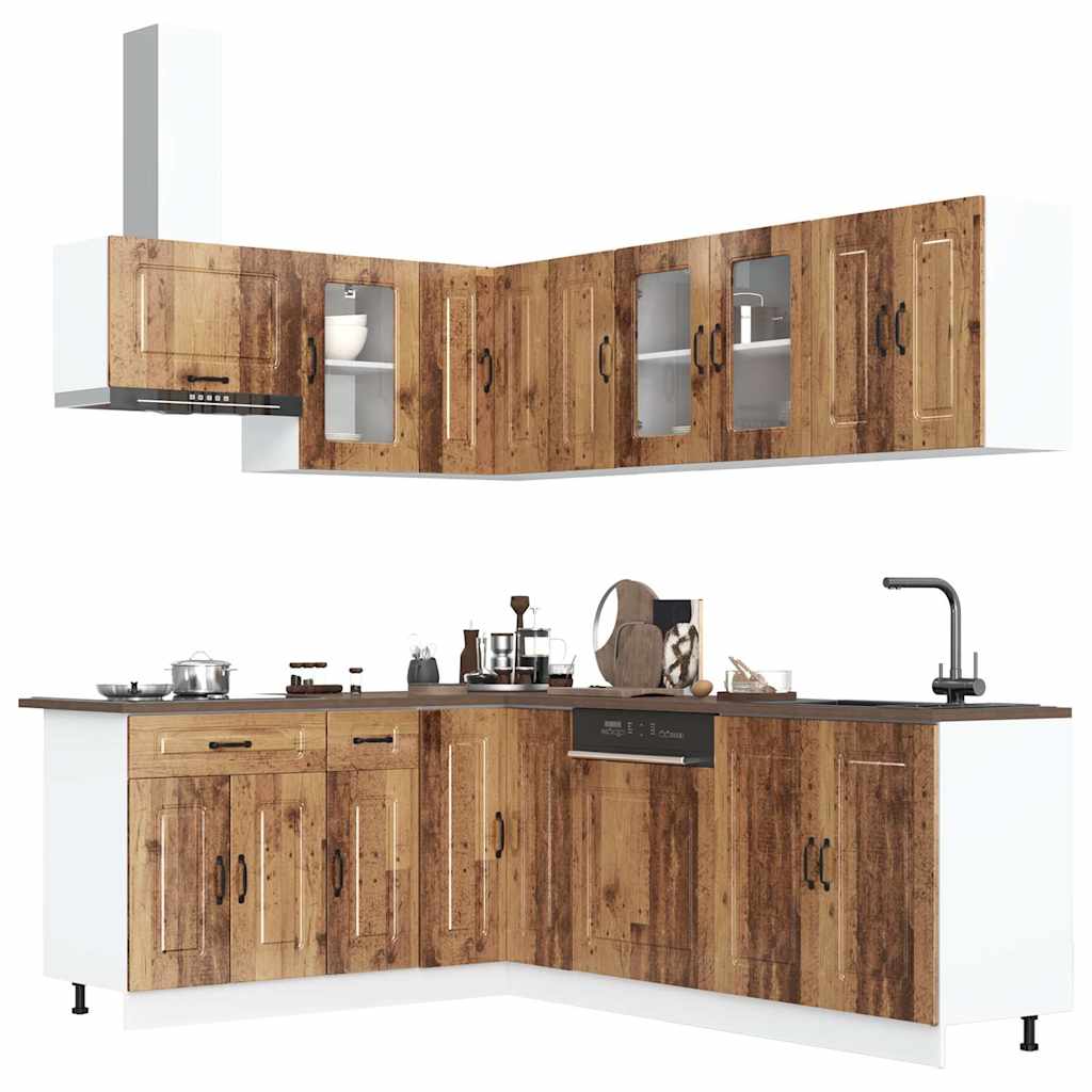 vidaXL 11-tlg. Küchenschrank-Set Kalmar Altholz-Optik Holzwerkstoff