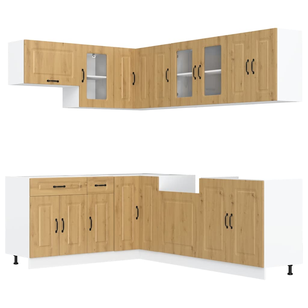 vidaXL 11-tlg. Küchenschrank-Set Kalmar Artisan-Eiche Holzwerkstoff