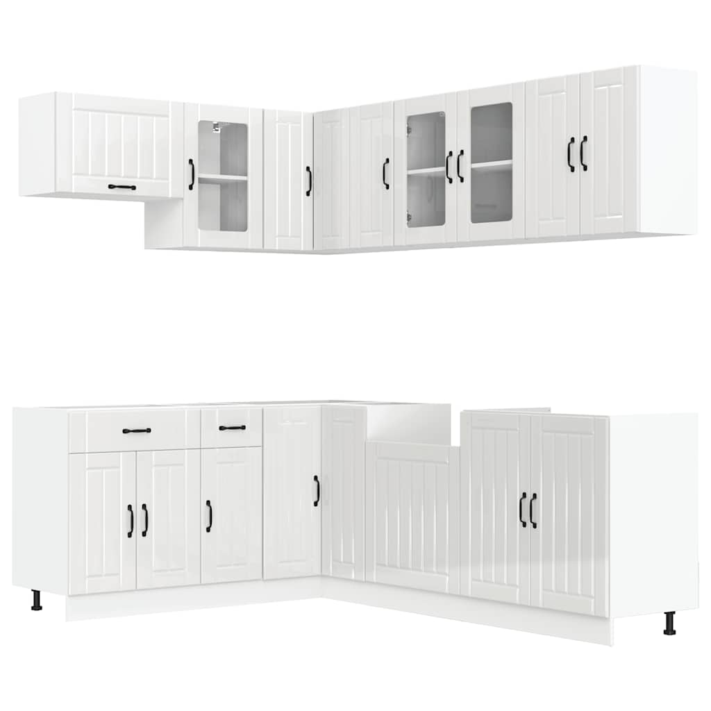 vidaXL 11-tlg. Küchenschrank-Set Lucca Hochglanz-Weiß Holzwerkstoff