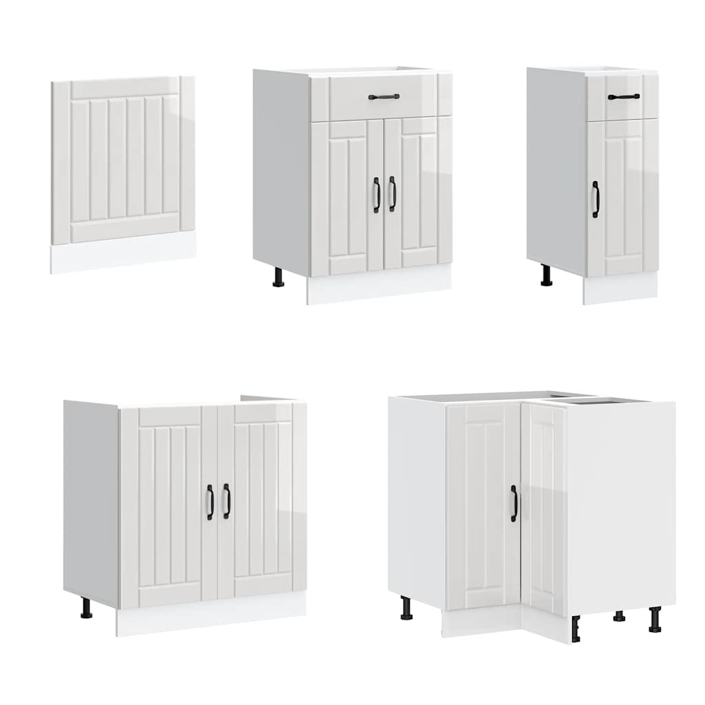vidaXL 11-tlg. Küchenschrank-Set Lucca Hochglanz-Weiß Holzwerkstoff