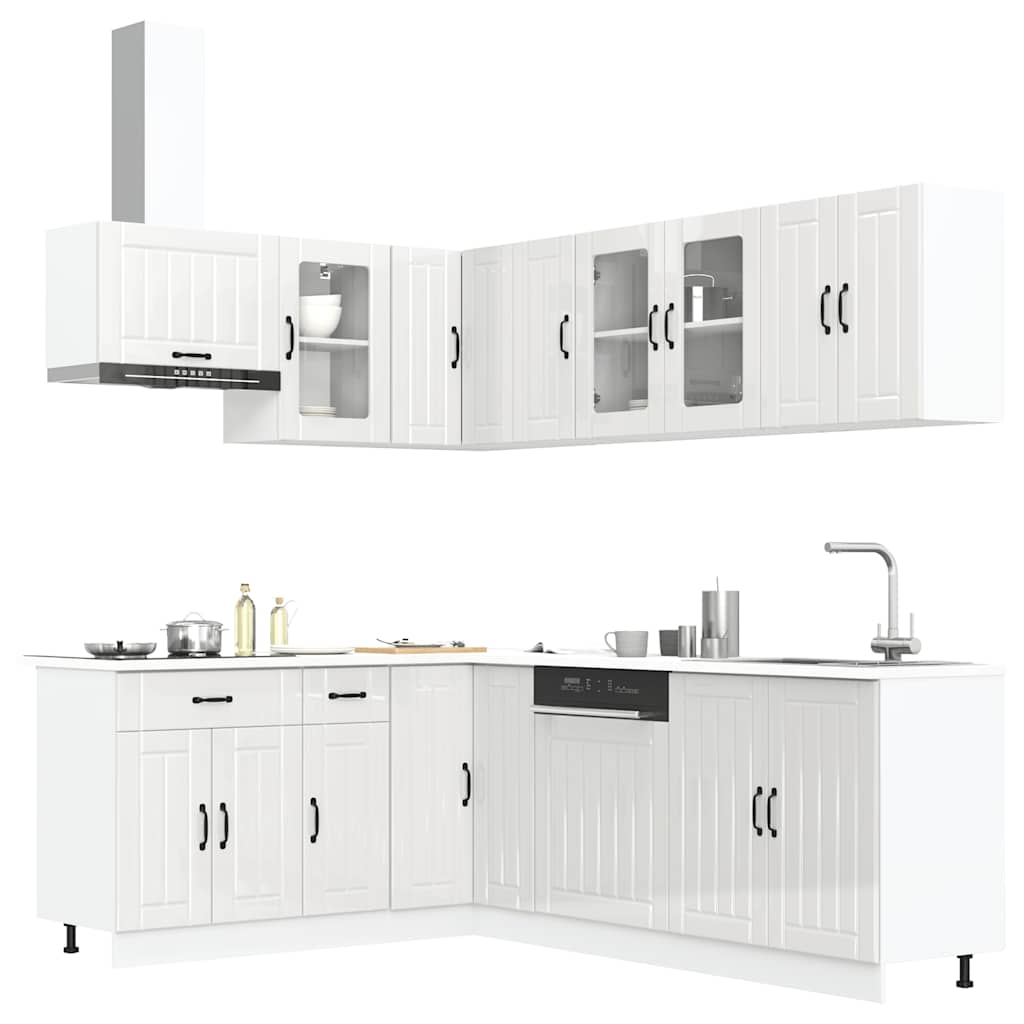 vidaXL 11-tlg. Küchenschrank-Set Lucca Hochglanz-Weiß Holzwerkstoff