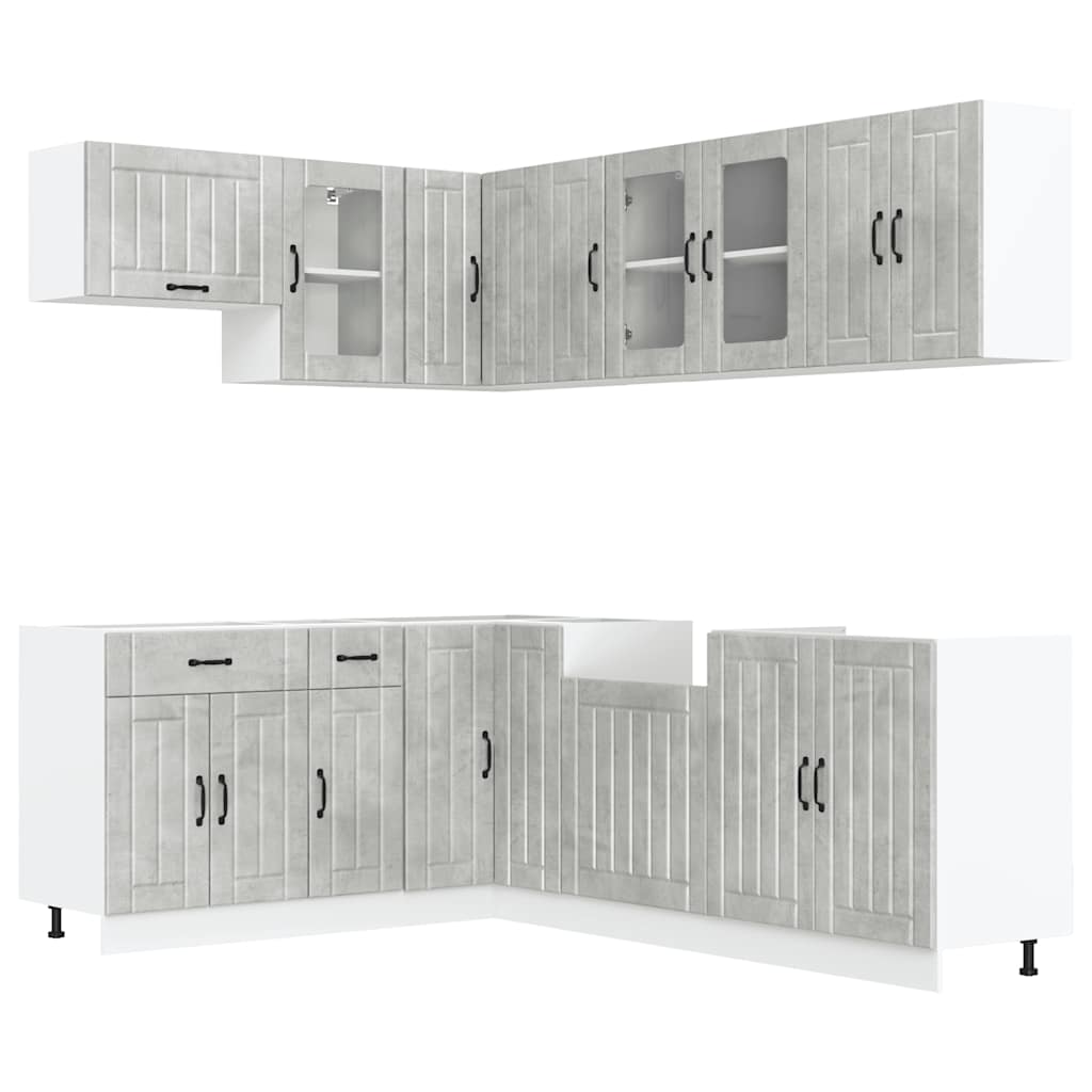 vidaXL 11-tlg. Küchenschrank-Set Lucca Betongrau Holzwerkstoff