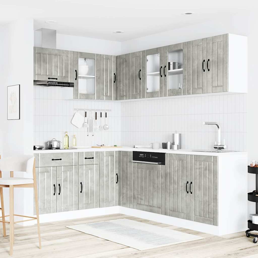 vidaXL 11-tlg. Küchenschrank-Set Lucca Betongrau Holzwerkstoff