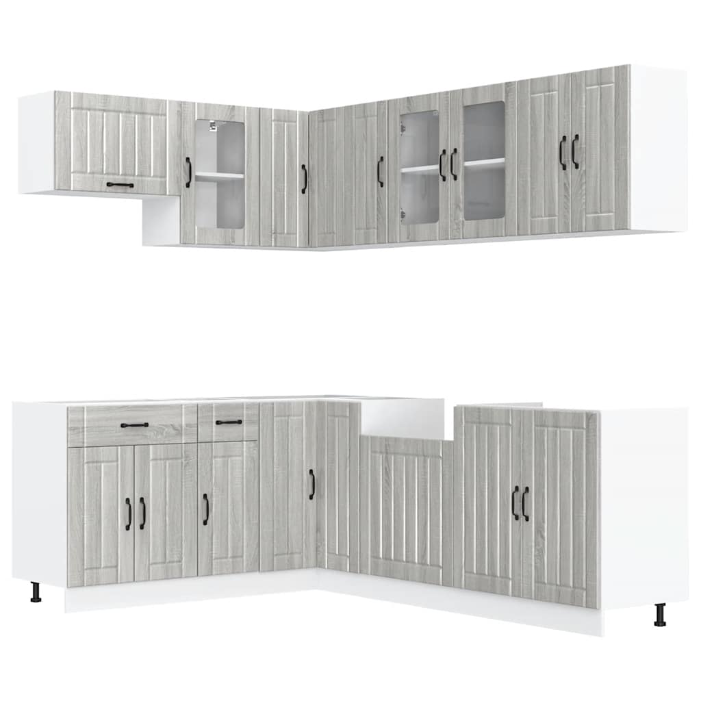 vidaXL 11-tlg. Küchenschrank-Set Lucca Grau Sonoma Holzwerkstoff