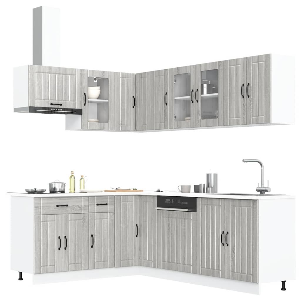 vidaXL 11-tlg. Küchenschrank-Set Lucca Grau Sonoma Holzwerkstoff