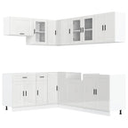 vidaXL 11-tlg. Küchenschrank-Set Porto Hochglanz-Weiß Holzwerkstoff