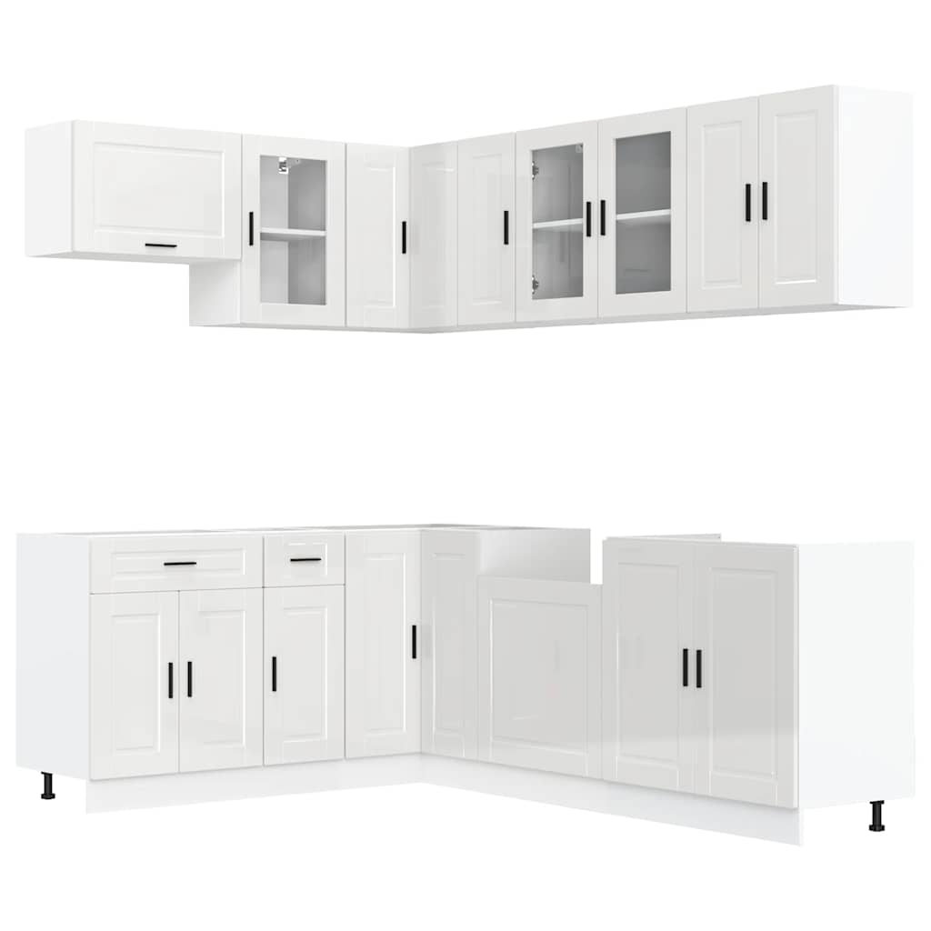 vidaXL 11-tlg. Küchenschrank-Set Porto Hochglanz-Weiß Holzwerkstoff