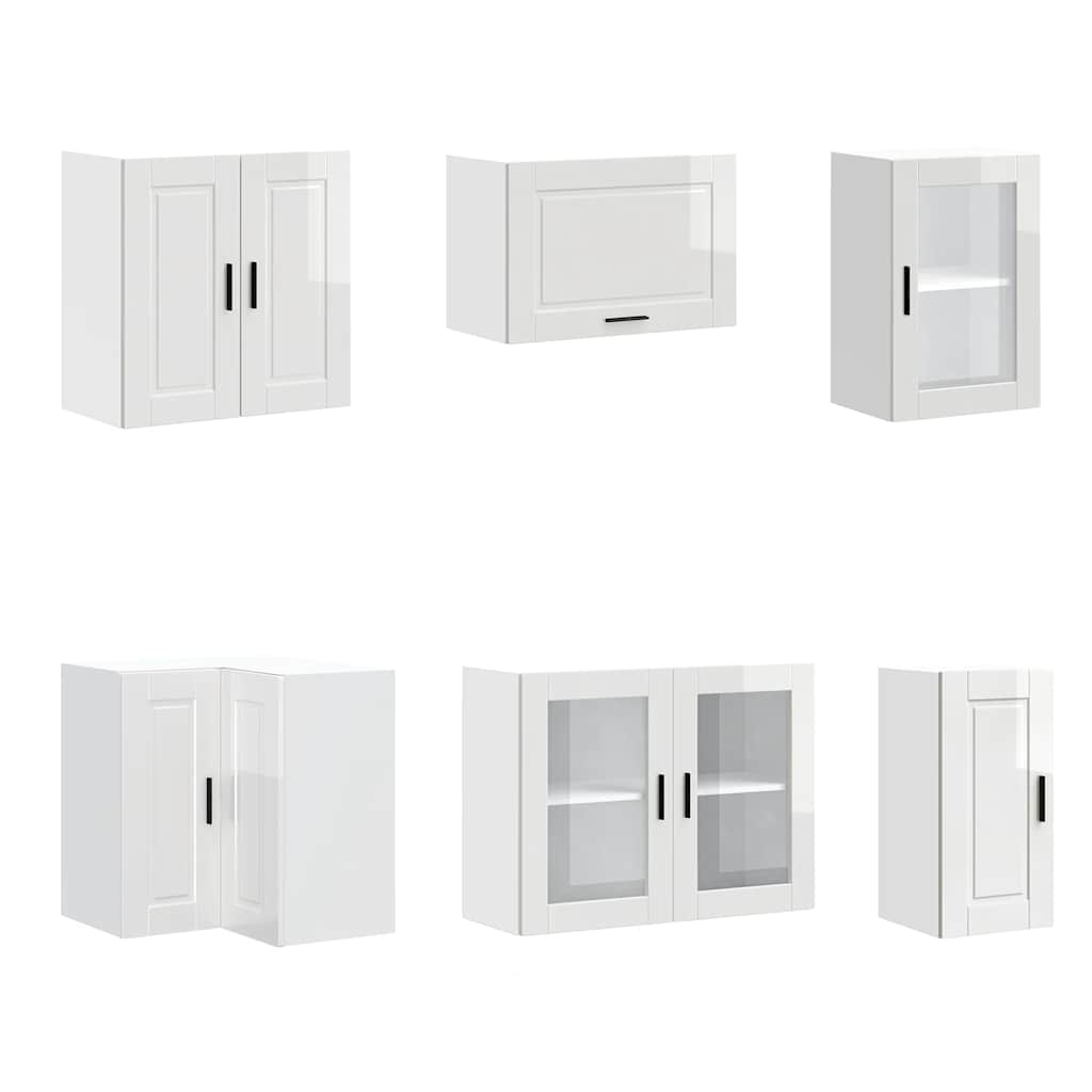 vidaXL 11-tlg. Küchenschrank-Set Porto Hochglanz-Weiß Holzwerkstoff