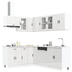 vidaXL 11-tlg. Küchenschrank-Set Porto Hochglanz-Weiß Holzwerkstoff
