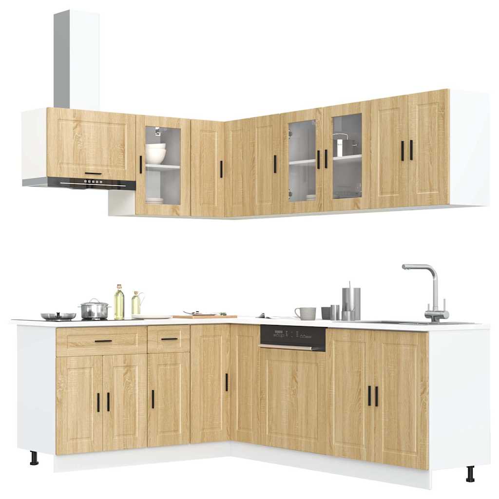 vidaXL 11-tlg. Küchenschrank-Set Porto Sonoma-Eiche Holzwerkstoff