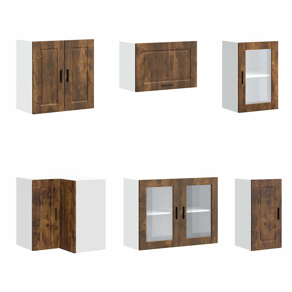 vidaXL 11-tlg. Küchenschrank-Set Porto Räuchereiche Holzwerkstoff