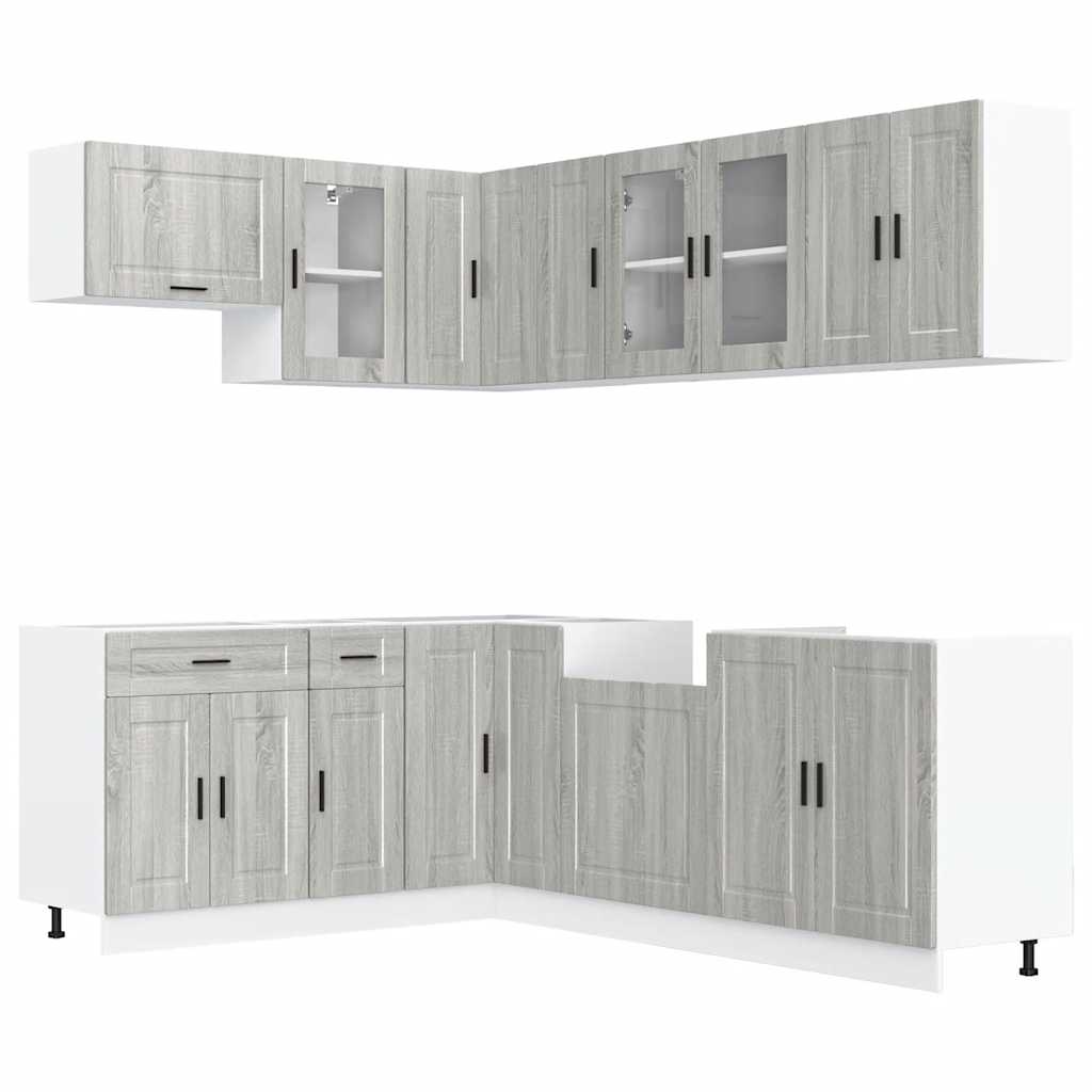 vidaXL 11-tlg. Küchenschrank-Set Porto Grau Sonoma Holzwerkstoff