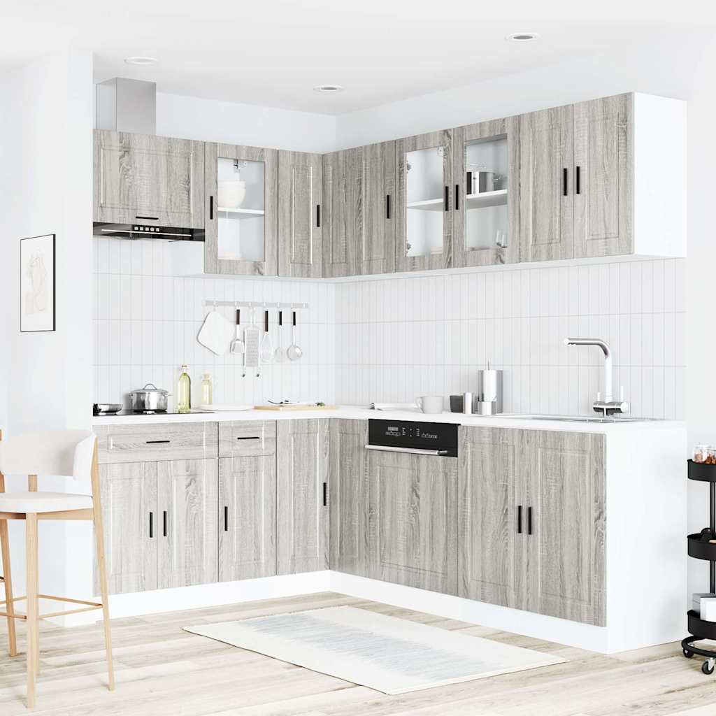 vidaXL 11-tlg. Küchenschrank-Set Porto Grau Sonoma Holzwerkstoff