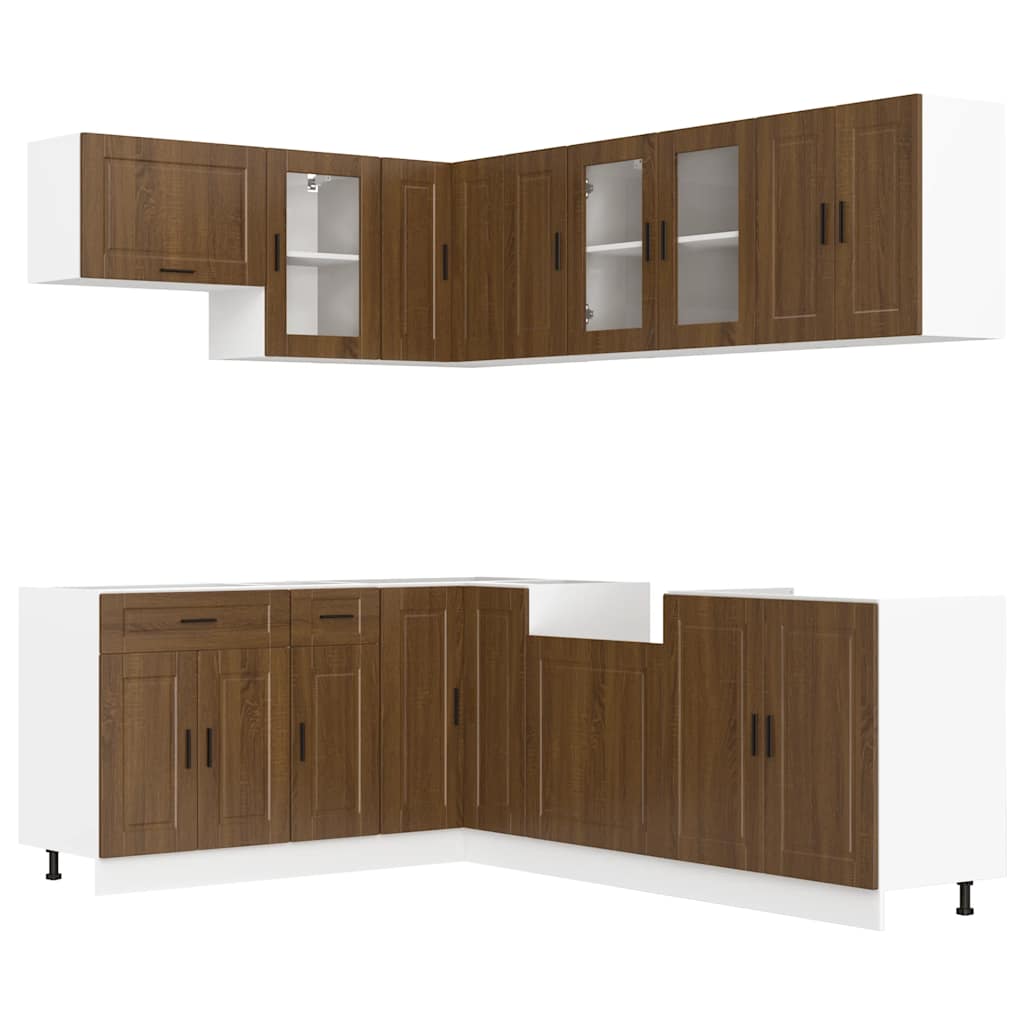 vidaXL 11tlg. Küchenschrank-Set Porto Braun Eichen-Optik Holzwerkstoff
