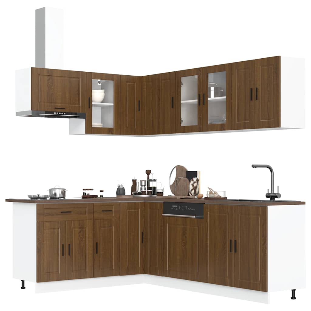 vidaXL 11tlg. Küchenschrank-Set Porto Braun Eichen-Optik Holzwerkstoff
