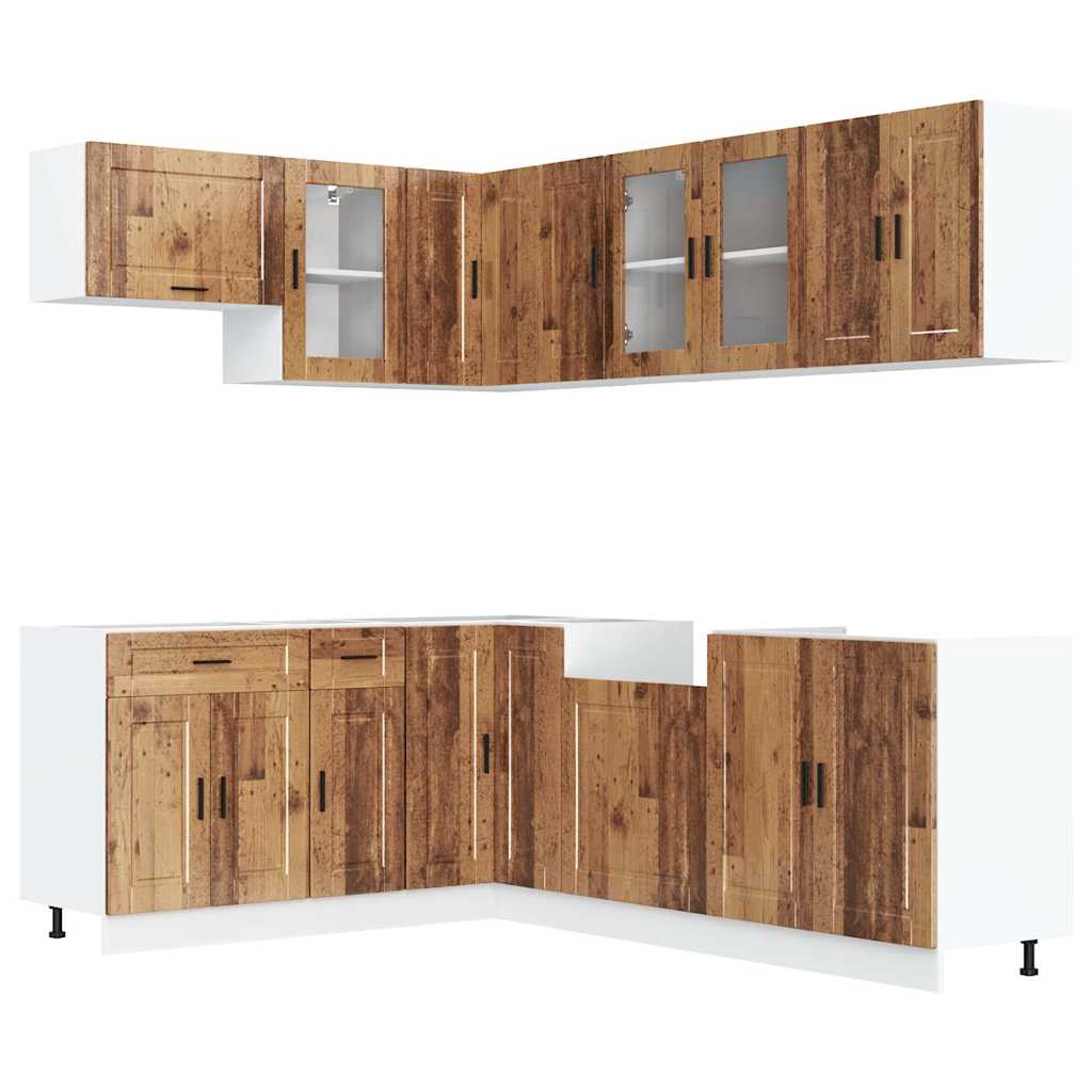 vidaXL 11-tlg. Küchenschrank-Set Porto Altholz-Optik Holzwerkstoff