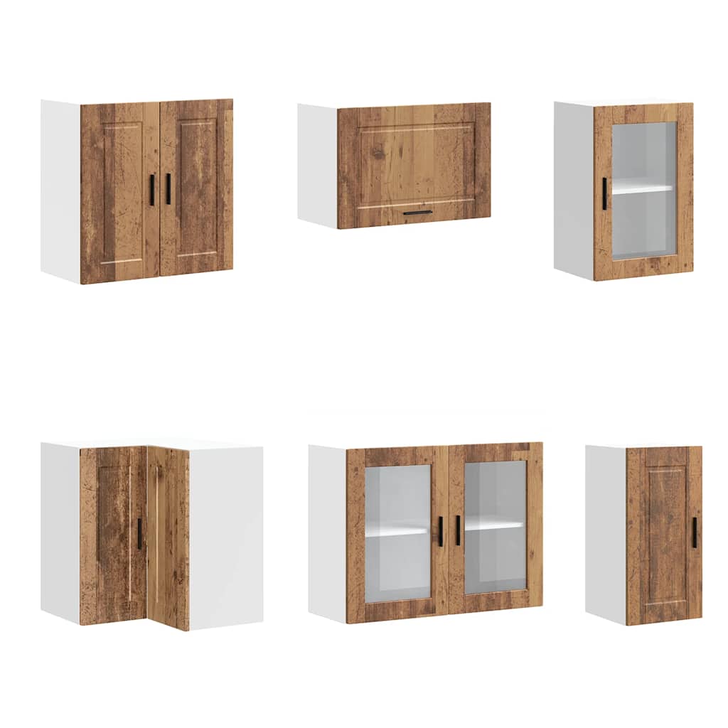 vidaXL 11-tlg. Küchenschrank-Set Porto Altholz-Optik Holzwerkstoff