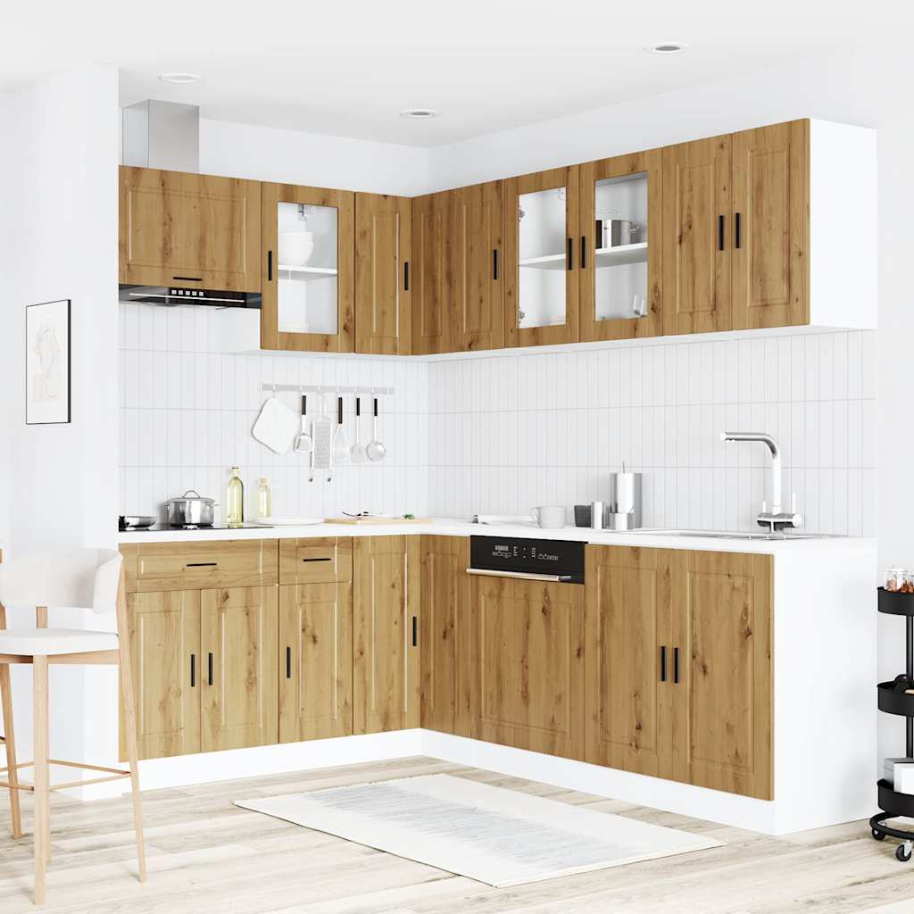 vidaXL 11-tlg. Küchenschrank-Set Porto Artisan-Eiche Holzwerkstoff