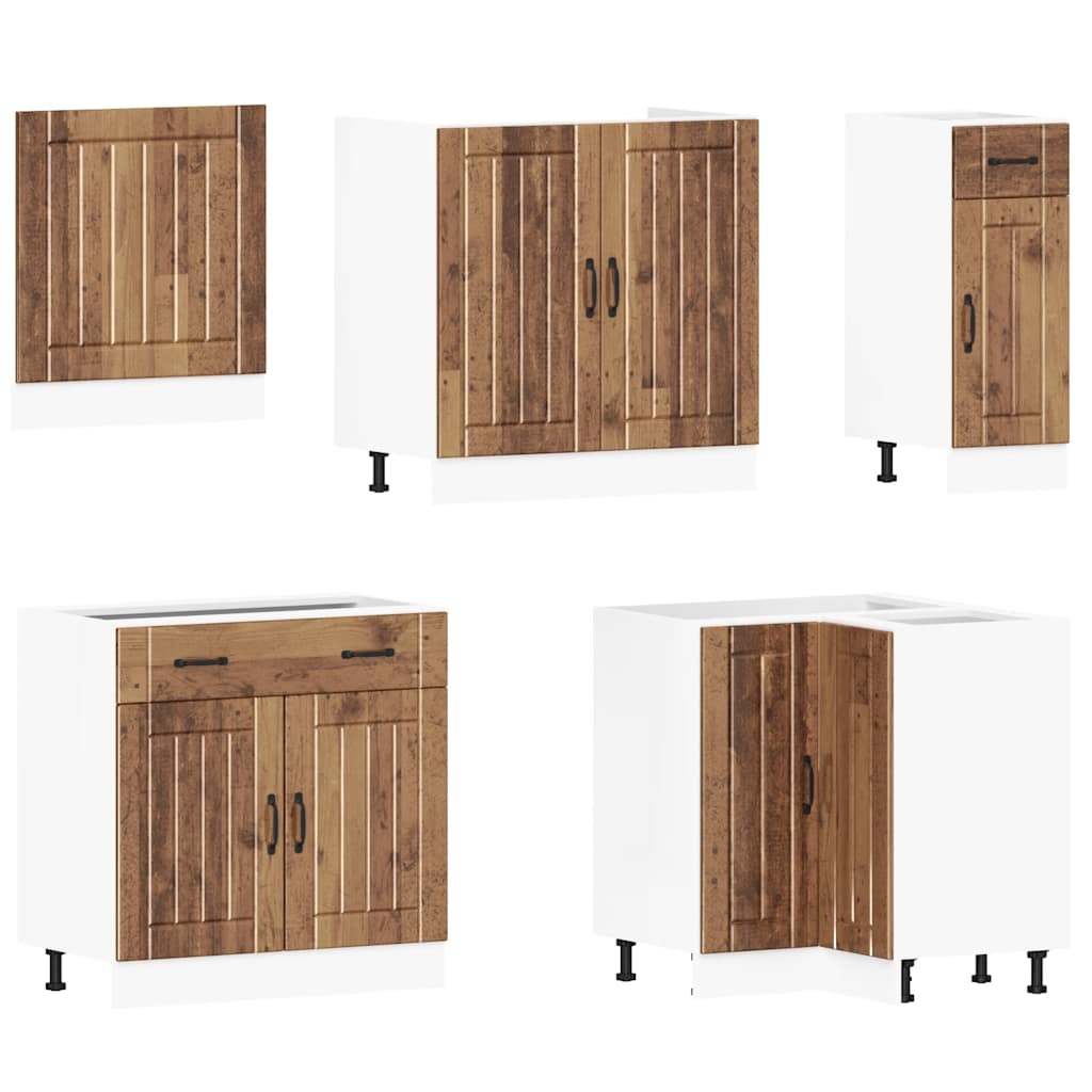 vidaXL 11-tlg. Küchenschrank-Set Lucca Altholz-Optik Holzwerkstoff