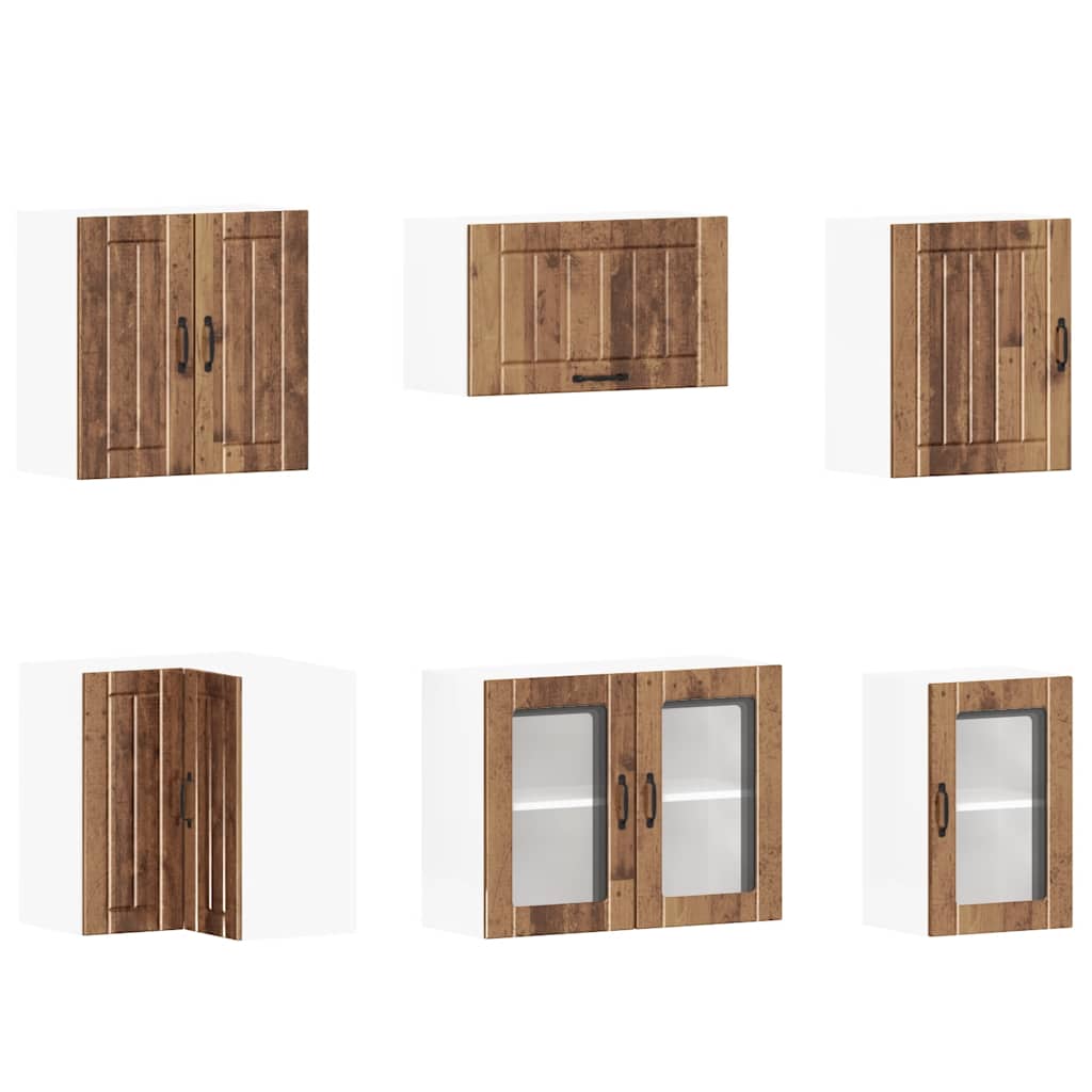 vidaXL 11-tlg. Küchenschrank-Set Lucca Altholz-Optik Holzwerkstoff