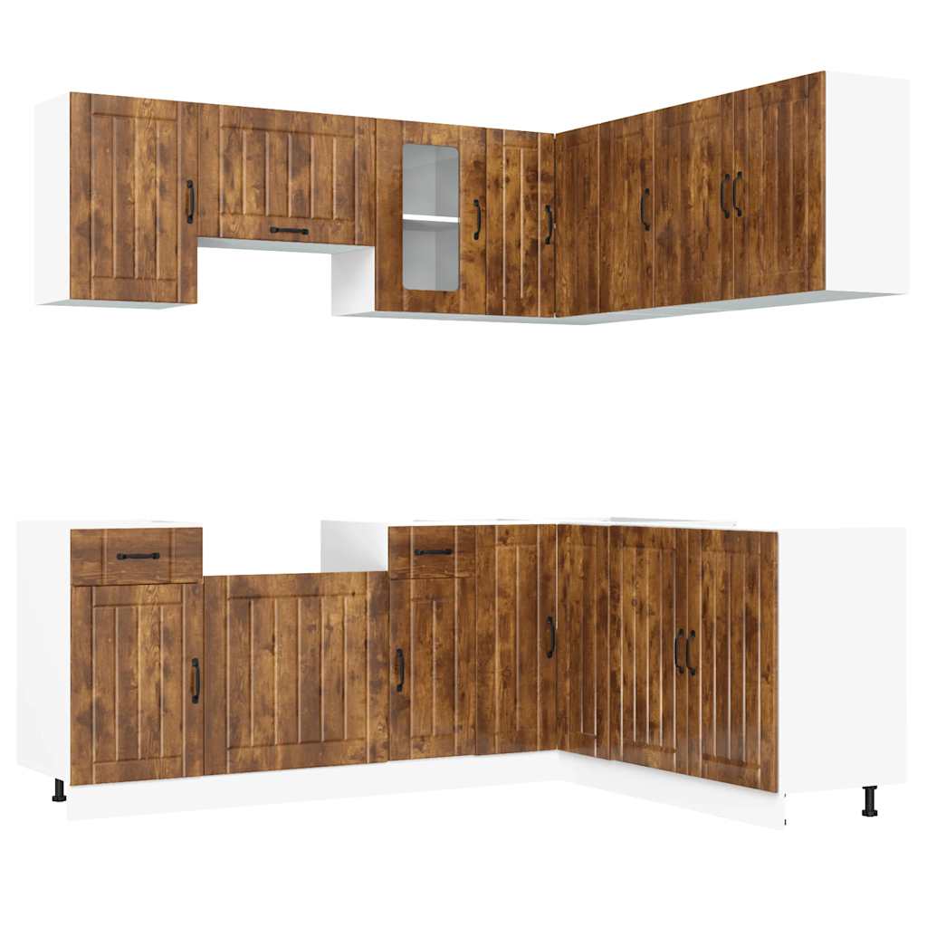 vidaXL 11-tlg. Küchenschrank-Set Lucca Räuchereiche Holzwerkstoff