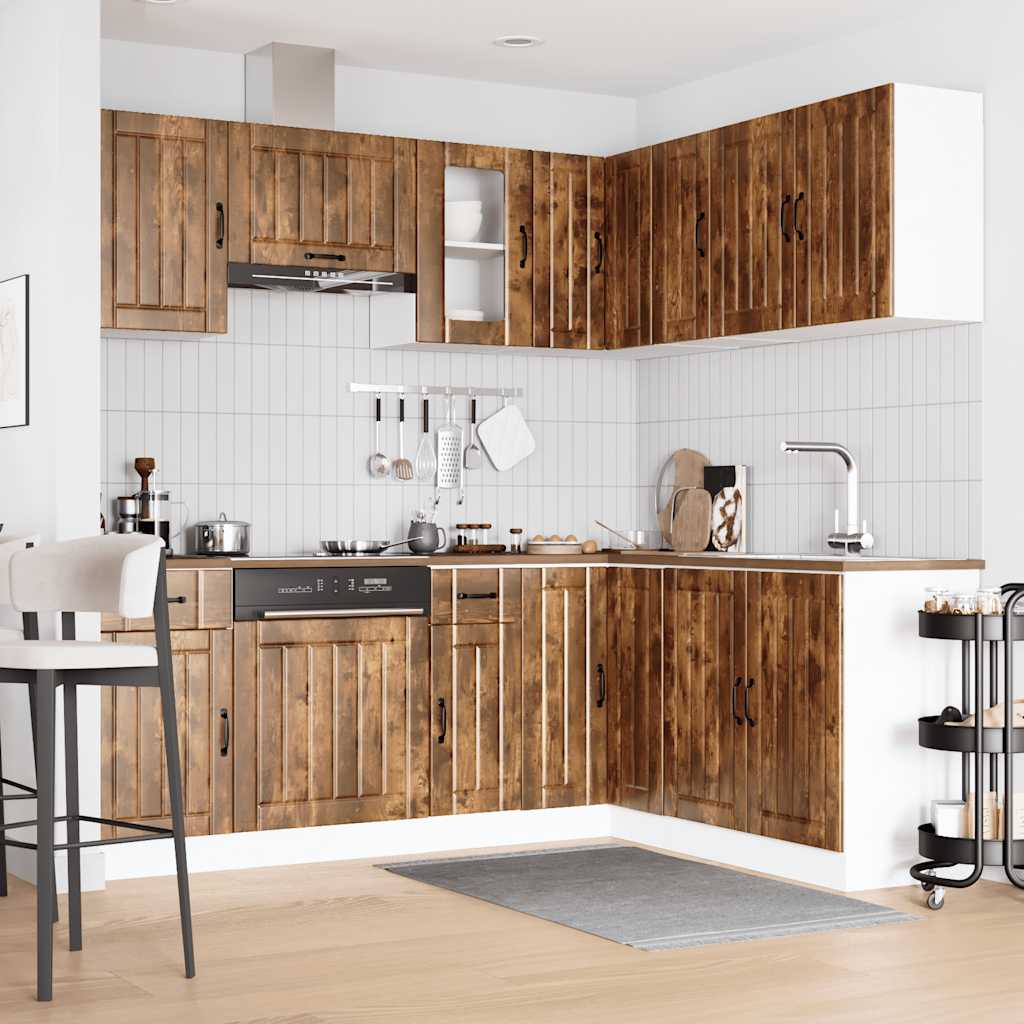 vidaXL 11-tlg. Küchenschrank-Set Lucca Räuchereiche Holzwerkstoff