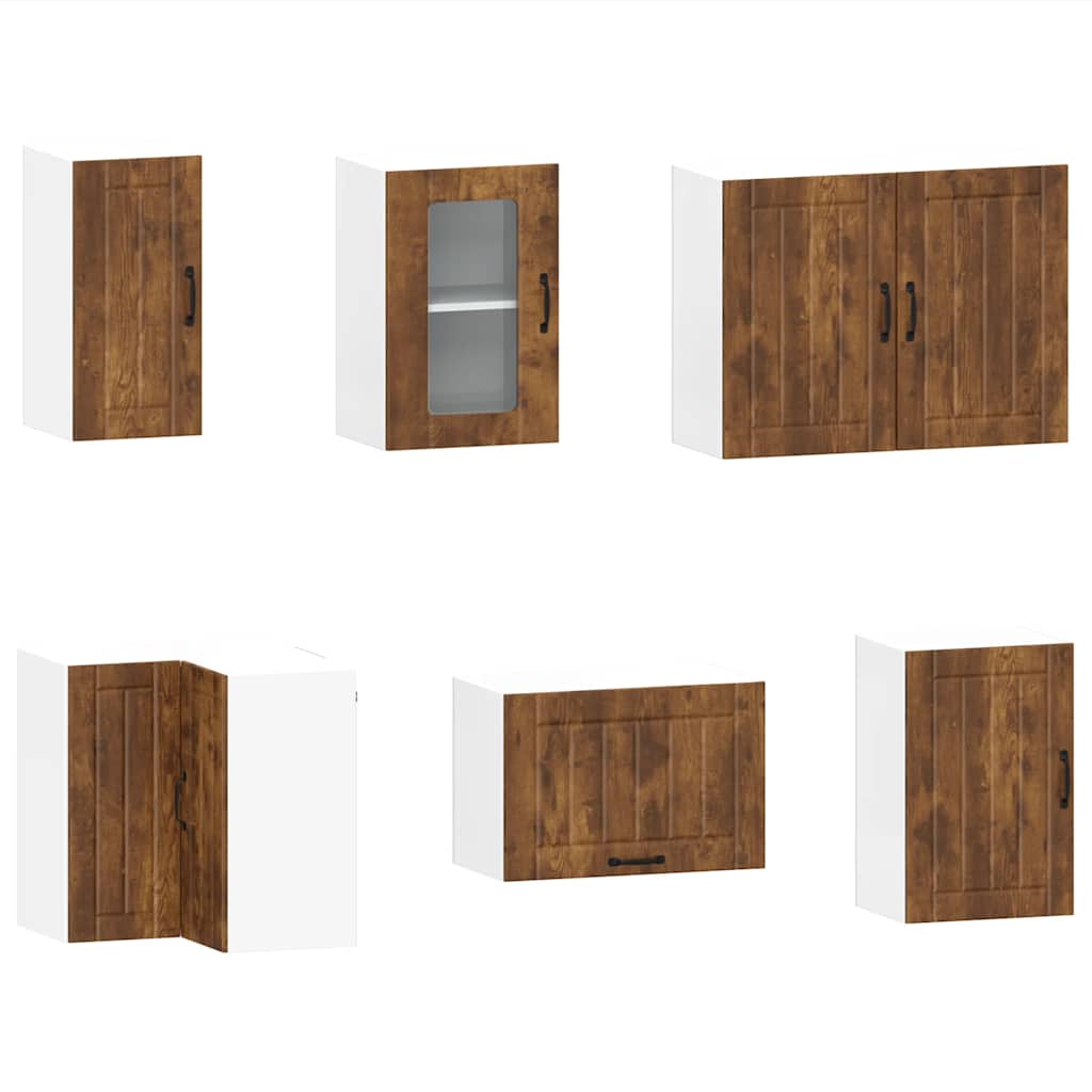 vidaXL 11-tlg. Küchenschrank-Set Lucca Räuchereiche Holzwerkstoff